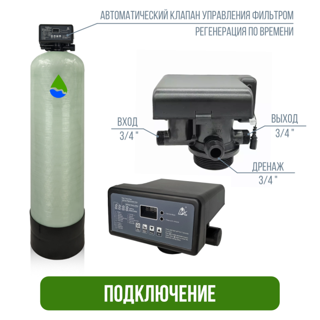 Подключение фильтра обезжелезивания, сорбции воды Runxin 1252/F71Q1 Подключение фильтра обезжелезивания, сорбции воды Runxin 1252/F71Q1