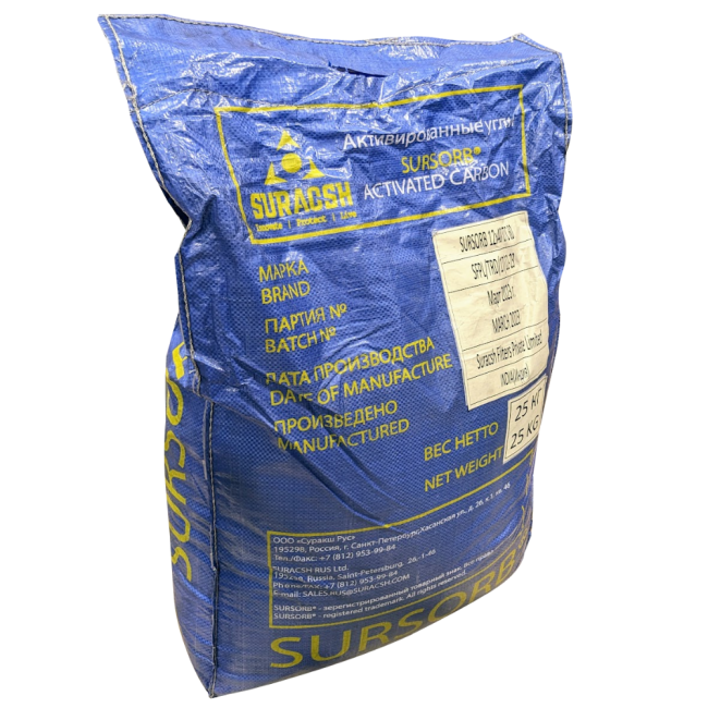 Уголь 12x40 кокосовый активированный SURSORB (йодное число 1160), мешок 50л. Уголь 12x40 кокосовый активированный SURSORB (йодное число 1160), мешок 50л.