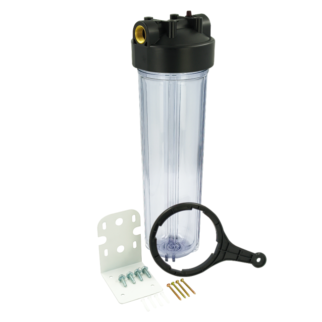 Корпус магистрального фильтра 20ВВ 1", прозрачный, ФИЛЬТРОБАЗА