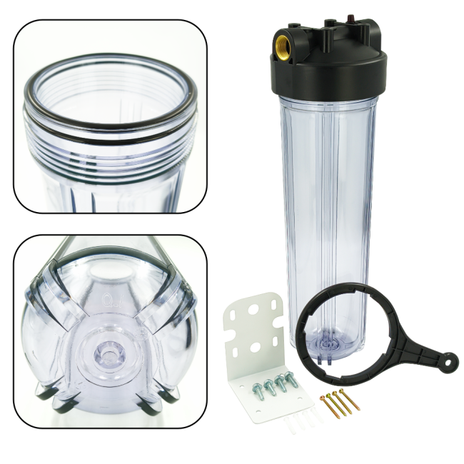 Колба корпуса магистрального фильтра 20ВВ 1" прозрачный ФИЛЬТРОБАЗА