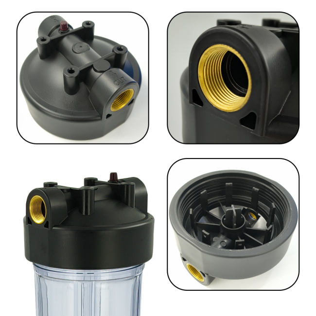 Верхняя часть корпуса магистрального фильтра 20ВВ 1" прозрачный ФИЛЬТРОБАЗА