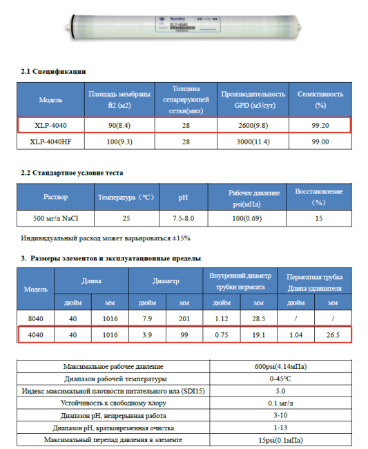 Мембрана обратноосмотическая KeenSen XLP 4040