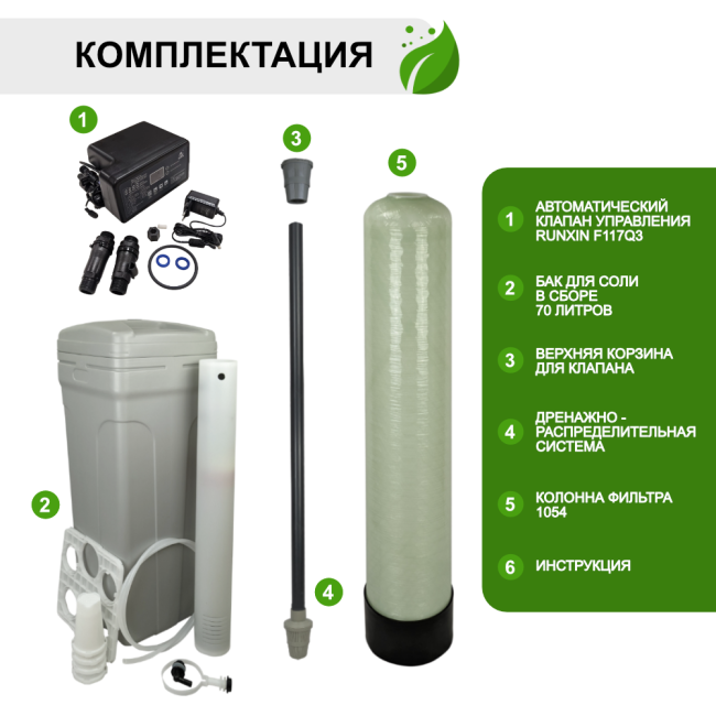 Полная комплектация фильтра Runxin 1054/F117Q3 - корпус, клапан, дренаж, колба Полная комплектация фильтра Runxin 1054/F117Q3 - корпус, клапан, дренаж, колба