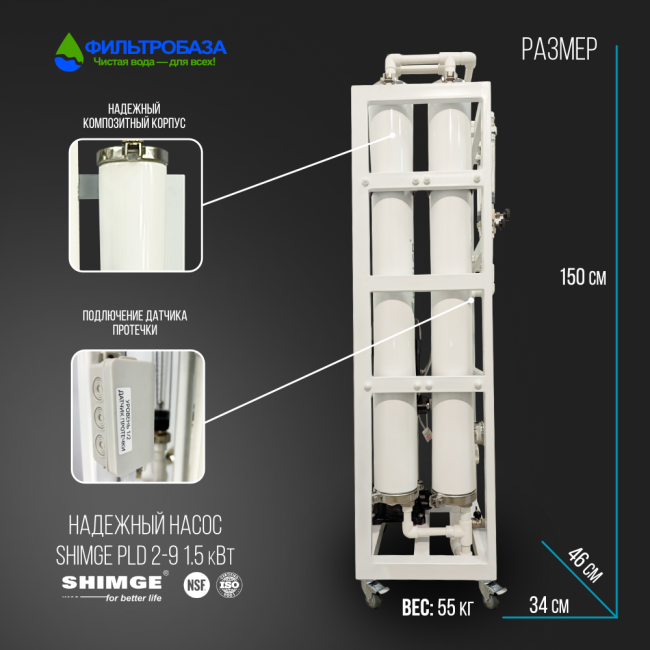 Размер и вес системы обратного осмоса NECOZ GOKENIN 500 STANDART PRO Размер и вес системы обратного осмоса NECOZ GOKENIN 500 STANDART PRO