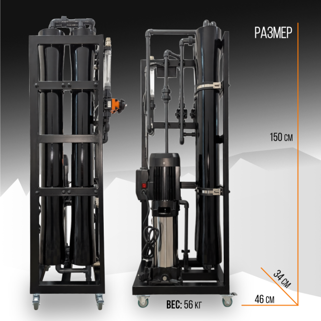 Система обратного осмоса HATAMOTO 500 STANDART размер и вес Система обратного осмоса HATAMOTO 500 STANDART размер и вес
