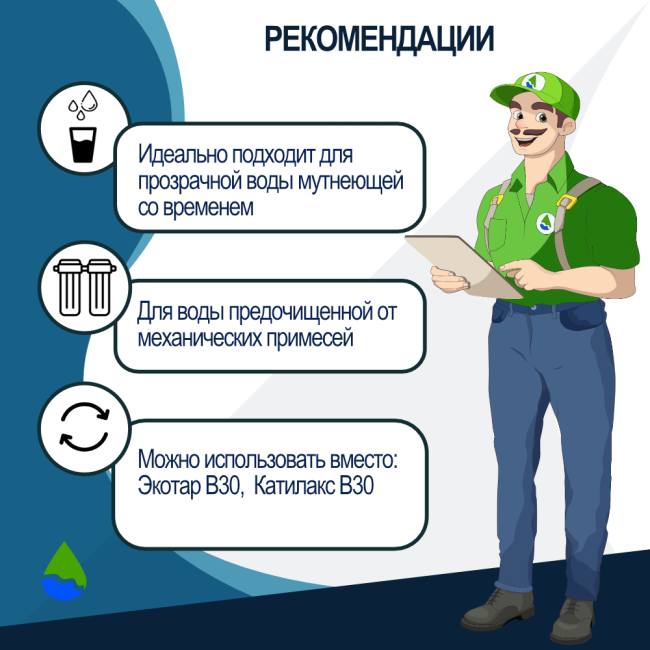 Рекомендации по комплекту загрузки ЭКОЛЬ В30 для фильтра 1665